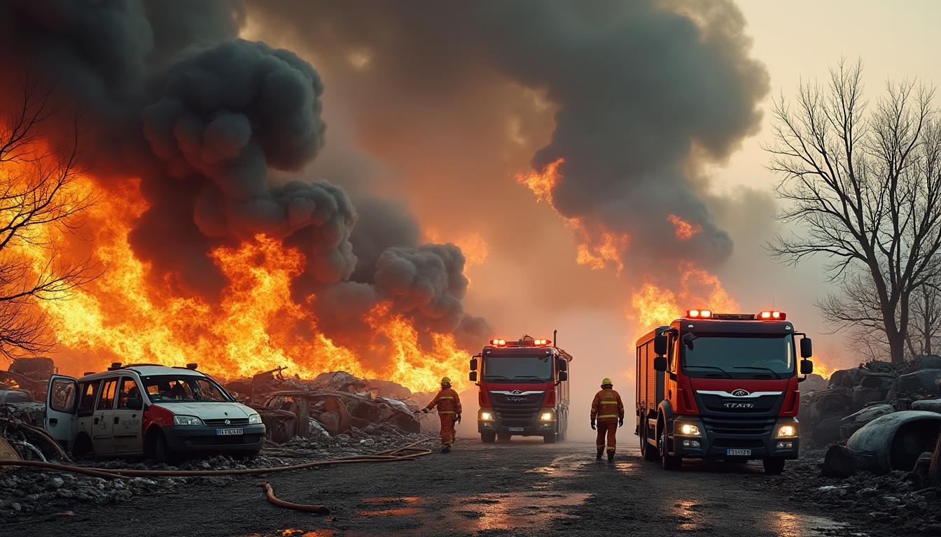 un violent incendie a détruit une casse automobile à baulme-la-roche dans la côte-d'or. les secours sont déployés massivement pour maîtriser le feu et garantir la sécurité.