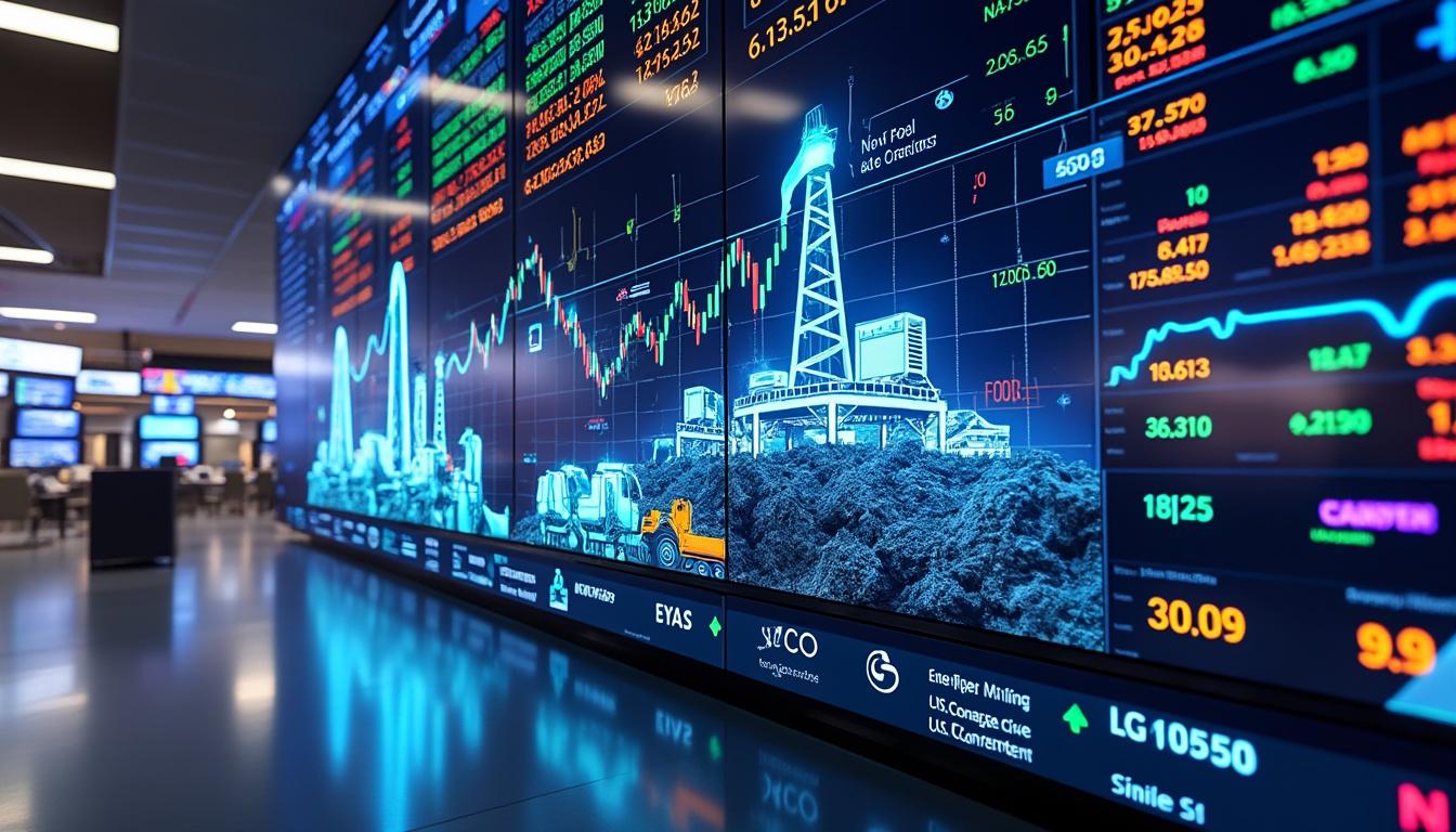 analyse des mouvements des actions américaines avec un focus sur les secteurs de l'énergie, des mines et la société sysco.